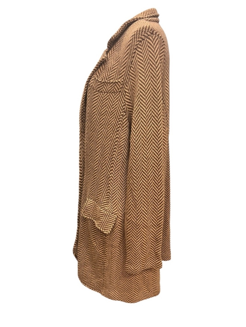 Lauren Ralph Lauren 1X Brown Herringbone Wool Cashmere Long Blazer Jacket - Picture 7 of 14